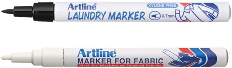 Artline Black Laundry Marker and White Fabric Marker (Twin Pack)