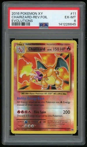 Pokemon TCG Charizard Reverse Foil Holo 11/108 Evolutions PSA 6 EX-MT