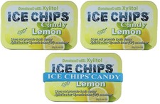 ICE CHIPS Xylitol Candy Tins 5.28 oz total Lemon, 3 Pack - Includes BAND as...