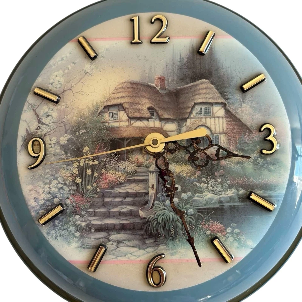 Reloj de pared sartén vintage años 70 casa de campo cuarzo cocina decoración azul Foto 4 de 4