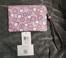 Coach Corner Zip Wristlet with Floral Print (Lily) - NWT (CBP28)