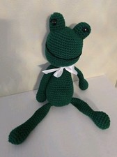 Handmade Crochet Dark Green Frog 17 in Long Amigurumi Plush