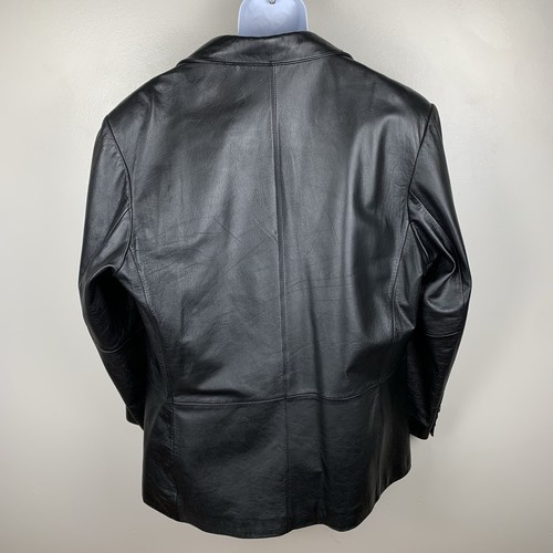 Vintage Wilson’s Leather Blazer Men’s Size XL Black Button Up Jacket Pockets - Picture 2 of 14