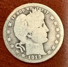 1913-D Barber Quarter Grading Good +