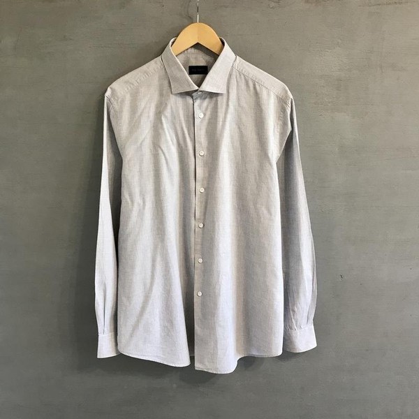 Men Pal Zileri Shirt Grey Cotton 44 / XXL / 52