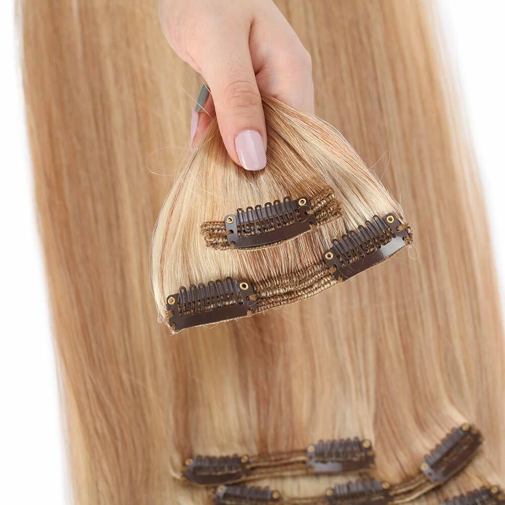 Image 51 - Double Weft 100% Remy Human Hair Clip in Human Hair Extensions Full Head 8Pieces