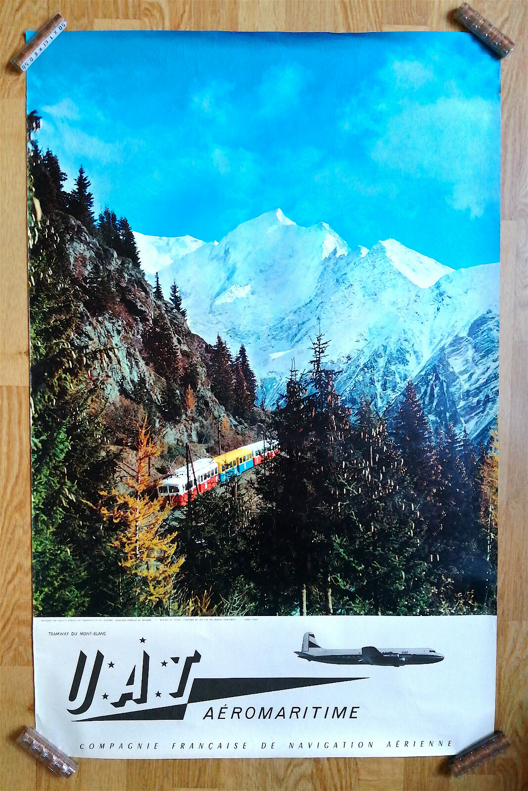 UAT- AÉROMARITIME– TRAMWAY DU MONT-BLANC - ORIGINAL POSTER – AFFICHE – C.1950