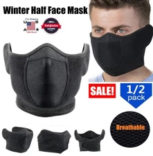 2× Winter Half Face Mask Windproof Thermal Balaclava Ski Mask for Outdoor Sports