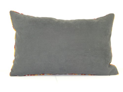 16" x 24" Ikat Velvet Pillow, Lumbar Silk Velvet Cushion Cover - Picture 7 of 7