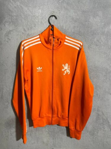 Netherlands Team Vintage Retro Football Soccer Jacket Orange Adidas Men Size M