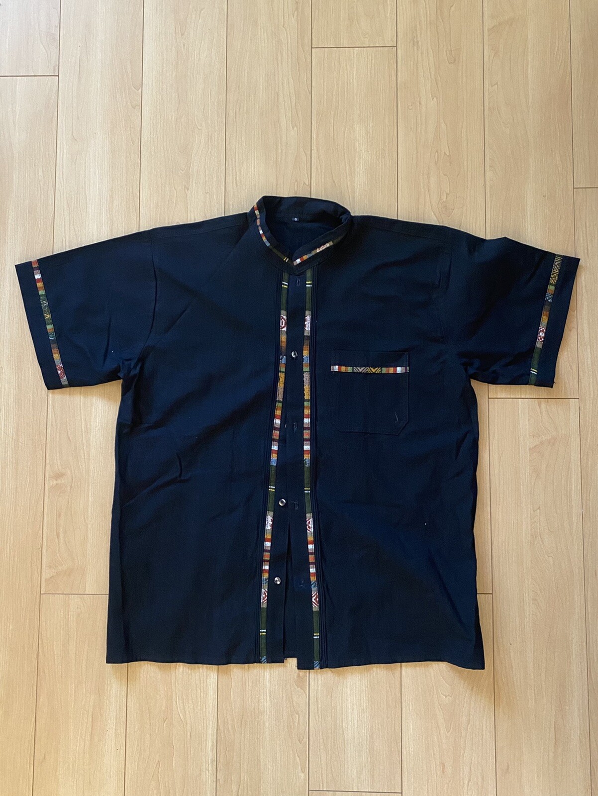 Tribal Patterned Black Button Up - X Large - image 1