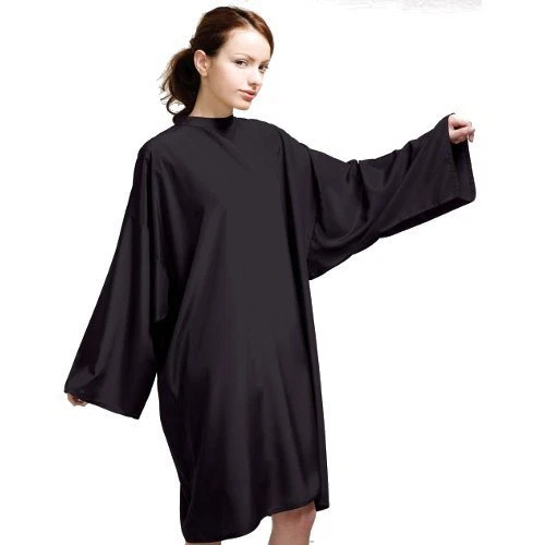 IC-COLLECTION Friseurumhang Haarschneideumhang mit Ärmel Kimono Kittel Schwarz 110x69cm
