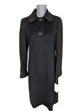 Cinzia Rocca Italy Single-breasted Black Alpaca Wool Blend Coat , 10 Nwt
