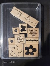 RETIRED RARE Stampin Up Wood Stamp "Love Without End" 9 Piece Set Pre-owned