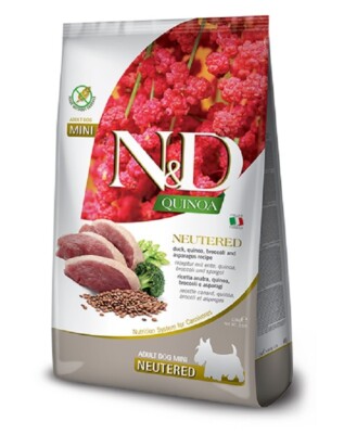 FARMINA N&D Quinoa Dog Duck, Broccoli & Asparagus Neuterad Adult Mini 80