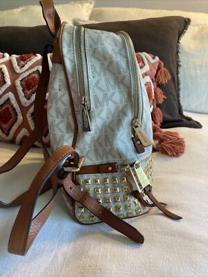 Michael Kors Khaki Gold Studded Backpack Michael Kors Mini Studded Backpack With Gold Studs | eBay main image 3