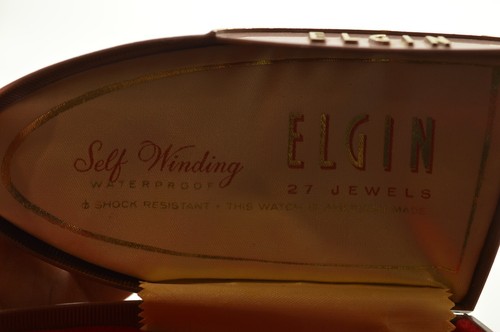 Vintage Elgin Watch Clamshell Art Deco Atomic Space MCM Asymmetrical Box Case - Picture 7 of 8