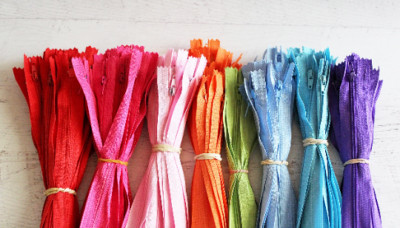 Mixed color zippers lot - 8 inch closed bottom nylon - 176 pcs unbranded bulk