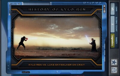 Topps Star Wars Card Trader Legendary Tungsten Gilded 2cc Kylo/Luke History Of