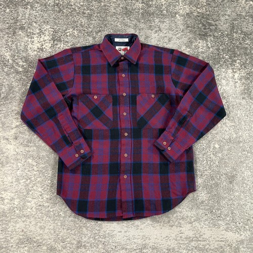 VTG Arrow Sport Flannel Shirt Mens Medium M Red Purple Plaid 90s Skater Grunge - 第 1/14 張圖片