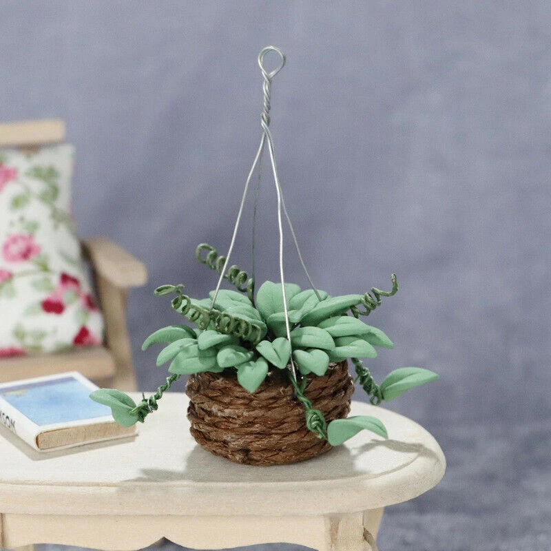 2x Miniaturas para Casa de Muñecas 1:12 Maceta Colgante Balcón Flores Bonsai Decoración de Dormitorio Foto 4 de 4