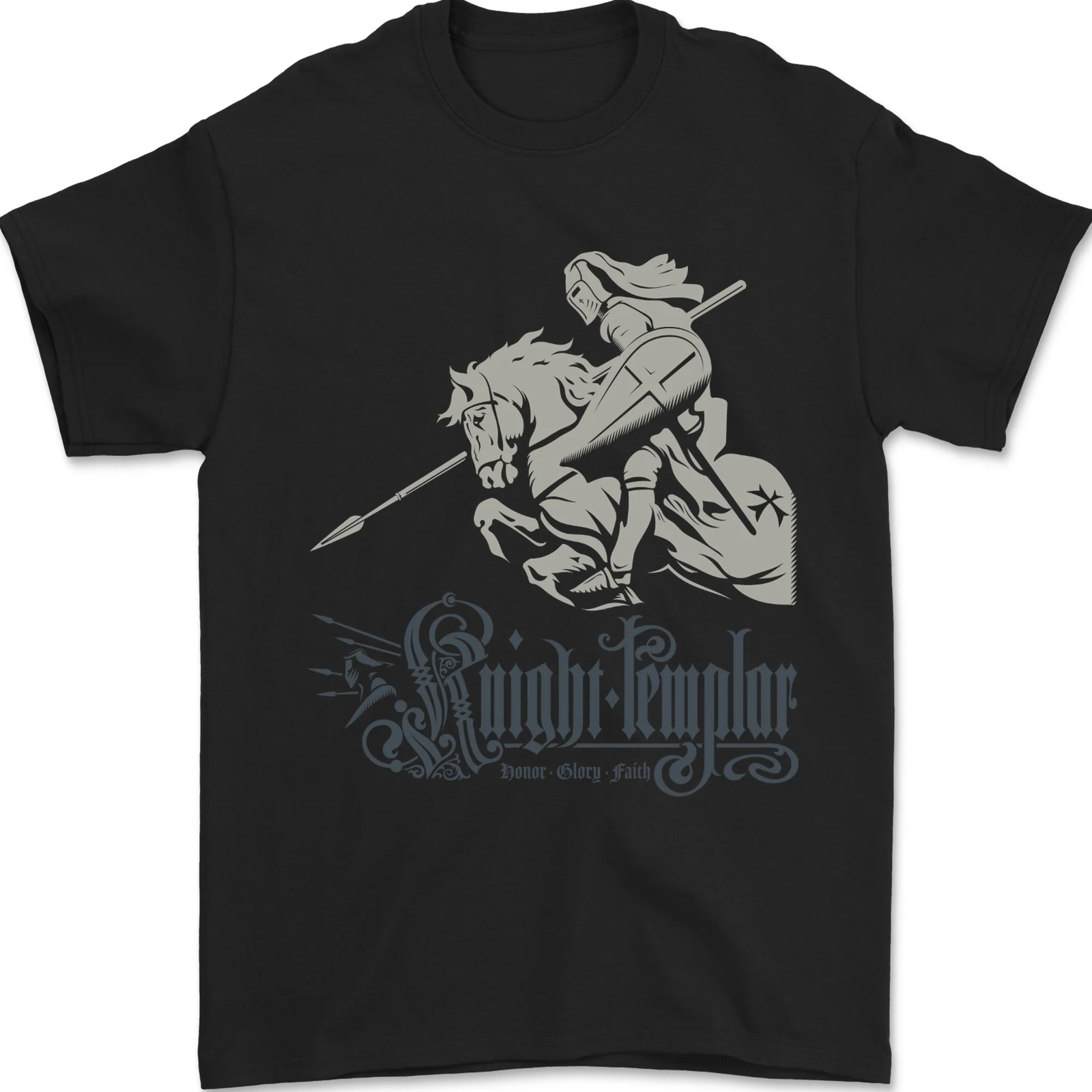 Knights Templar St Georges Day Horse Dragn Mens T-Shirt 100% Cotton