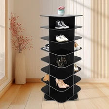 7-Tier Adjustable Rotating Shoe Rack Tower 360?? Rotatable Storage Display Rack