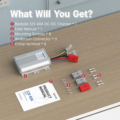 Redodo 14,6V 40A Lifepo4 Ladegerät 12V LiFePO4 Batterieladegerät AC-DC Intelligentes Lithium Ladegerät mit Anderson Stecker LED Anzeige speziell für Lithium LiFePO4 Deep Cycle Akkus von Boot, WoMo