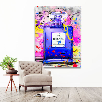 Tableau Toile Coco Parfum Pop Art - Déco Moderne, Avec Cadre, Neuf, Artiste Ron Danell