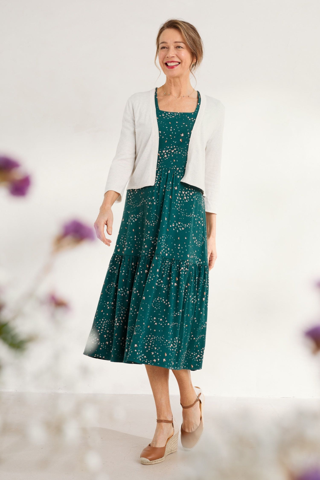 Seasalt Women's Dress teal Paint Shards Jersey Midi Dress Regular