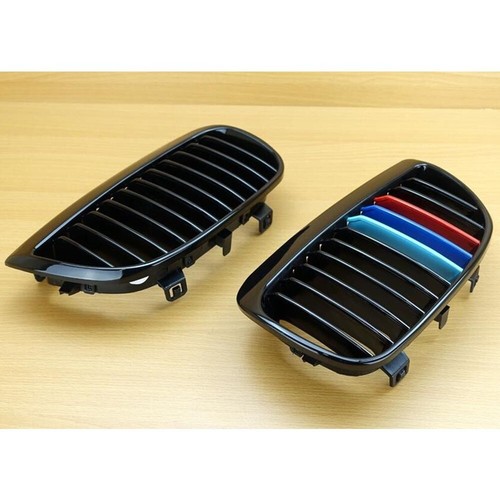 Fit BMW E81 E87 1-Series Sport Front Kidney Grille Painted Black + M-Color 04-07 - Picture 2 of 7