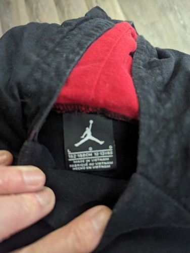 AIR JORDAN Kids Boys Long Sleeve Black Red Logo Hooded Top Shirt Sweater Size L - Picture 5 of 8