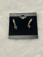 Women s gold and blue rhinestones evil eye dangle earrings