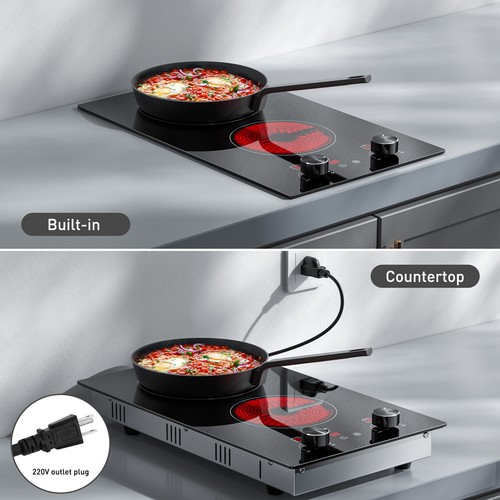 Electric Radiant Cooktop 2 Burner Portable Electric Stove Top Knob Control 1800W - Picture 5 of 13