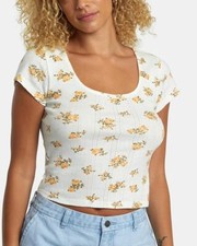 RVCA Women's S/S T-Shirt SWEET TEE - Whisper White - Large (12) - NWT