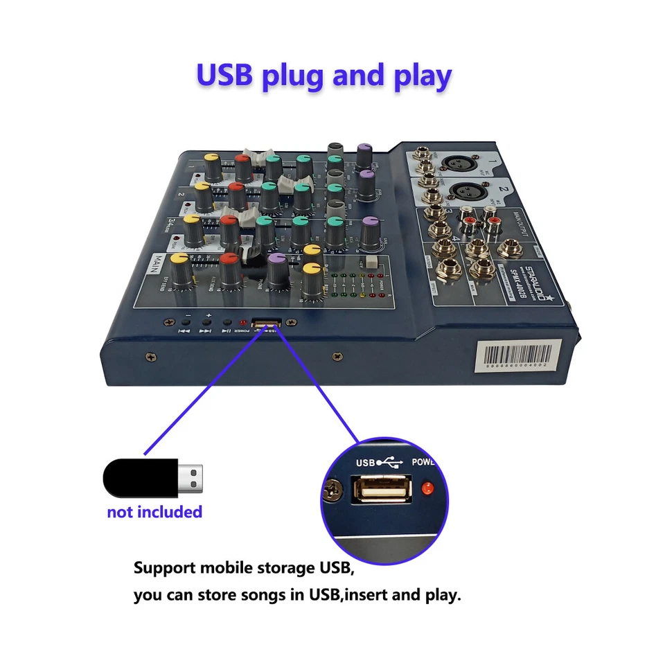 Handheld W/Headset Lavalier Lapel Microphone 4-Channel Sound Mixing USB Console - Image 3 of 4