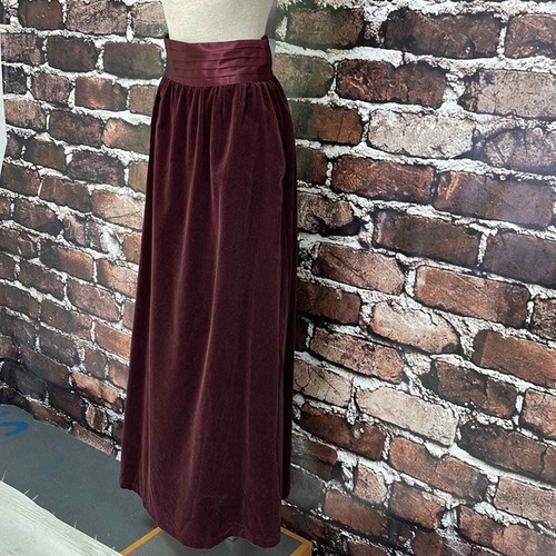 Gunne Sax Jessica McClintock Skirt Juniors 9 Burgundy Red Vintage Maxi Velvet - Picture 4 of 12