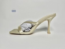 Public Desire Heeled Toe Post Sandals Square Toe Satin Gold UK Size 6