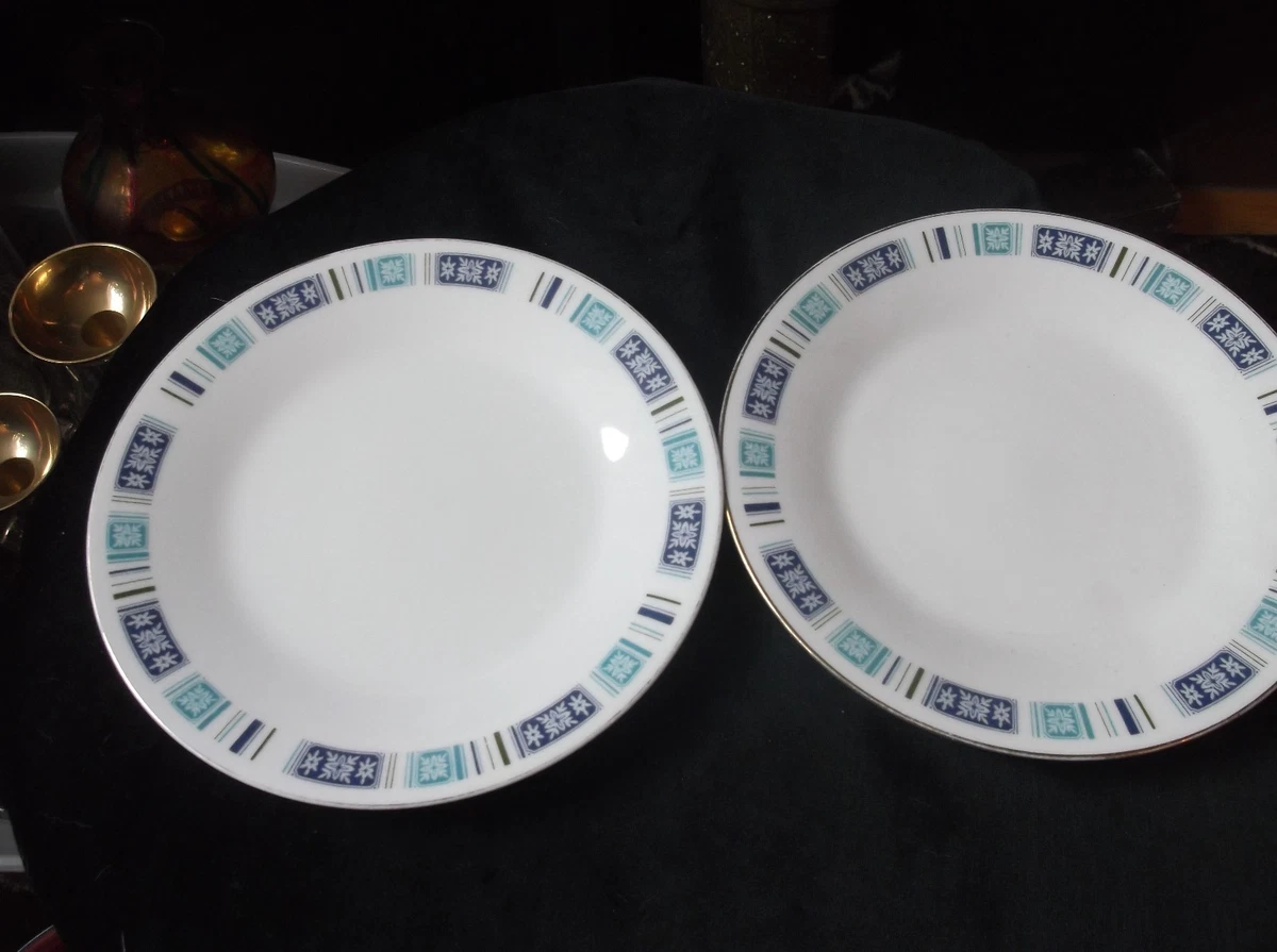2 X VINTAGE SIDE PLATES ROYAL CERAMICS BLUE RIBBON 790 8.25