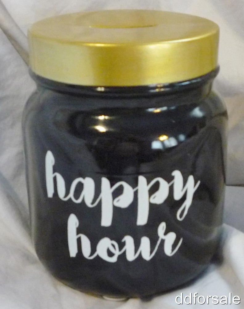 Porcelain Happy Hour Jar Bank, Piggy Bank, Coin Bank, Money Bank
