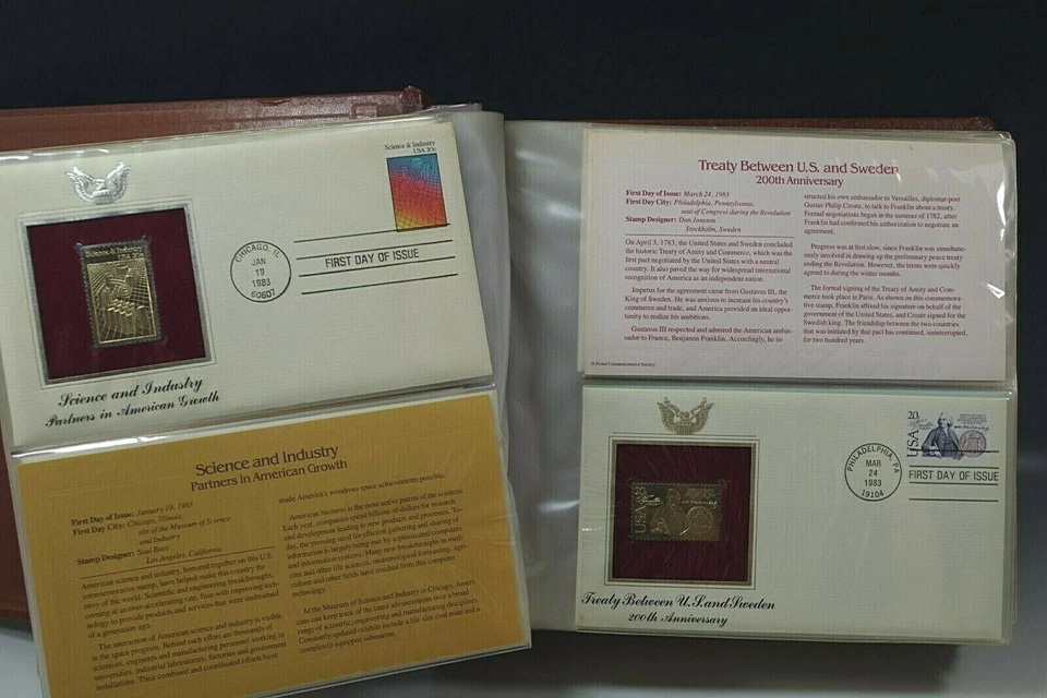 41 GOLDEN REPLICAS STAMPS ISSUES OCT 28 1982/JAN 6 1984 SET 1 DAY COVER 22K GOLD - Image 4 of 4