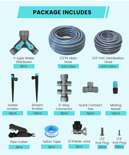 230FT Drip Irrigation System Kit with Quick-Connect System, Repeatable Assembly - Picture 8 of 13