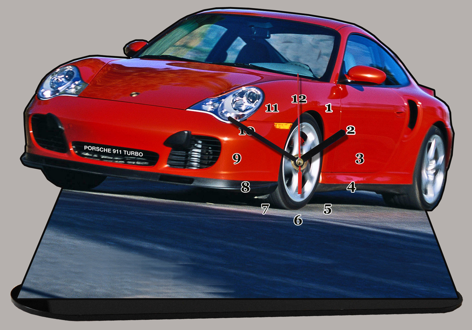 Voiture miniature Porsche 911 Turbo-01 plaque passager 11,8x7,8 pouces avec horloge