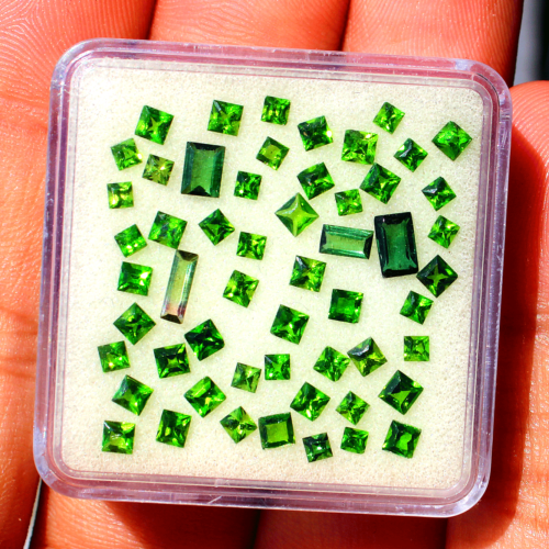55 Pcs Natural Chrome Green Tourmaline 2mm-5.8mm Untreated Faceted Cut Gemstones - Picture 1 of 18