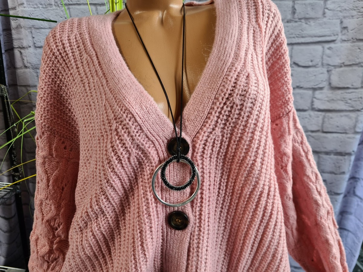 Vivance Strickjacke Cardigan Rosa V-Ausschnitt Damen 32/34-44