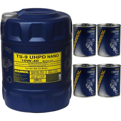 20L MANNOL TS-9 UHPD Nano API 10W-40 Öl Motorspülung Motor Flush