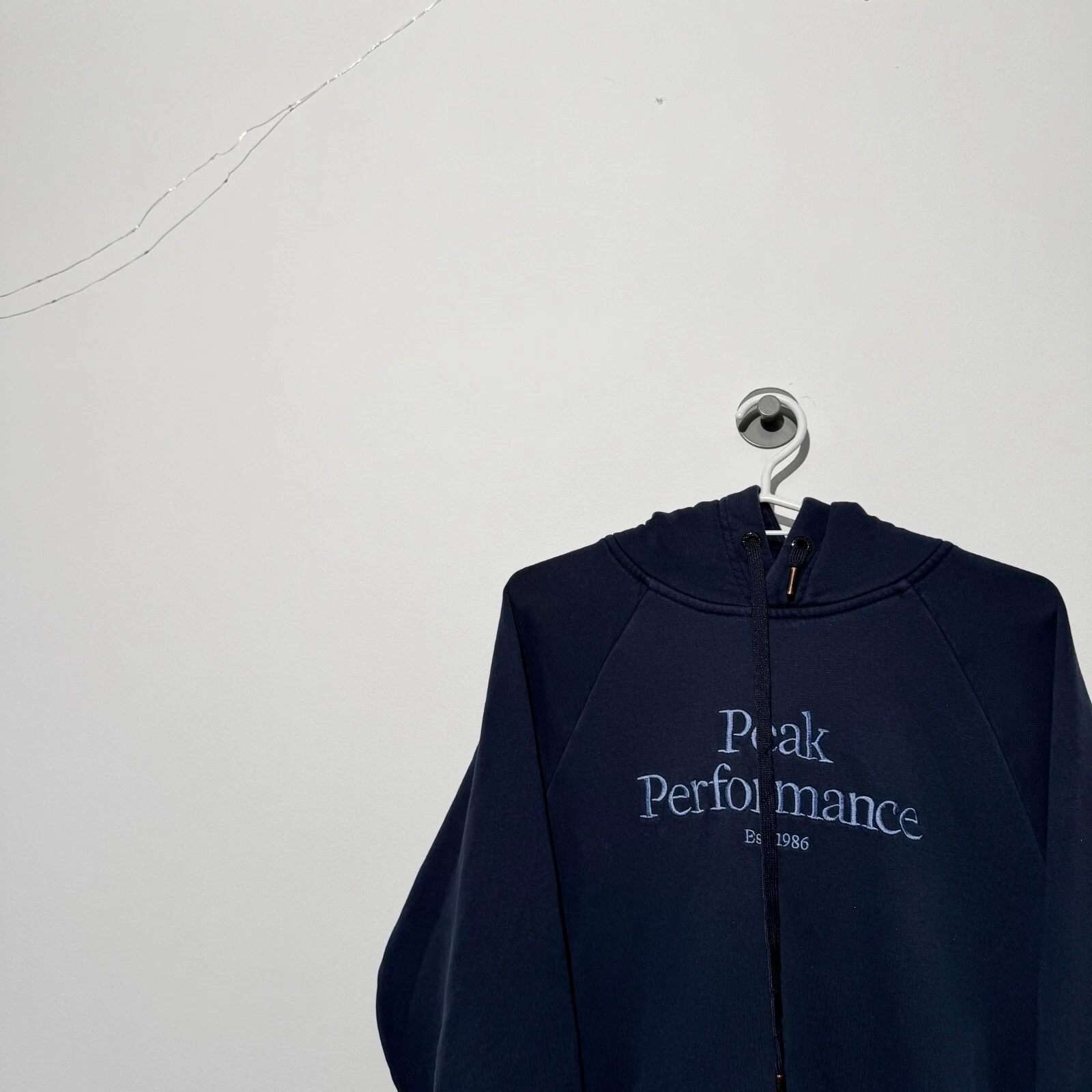 GUCCI Felpa con cappuccio vintage Peak Performance unisex blu navy cotone taglia S vestibilità regolare