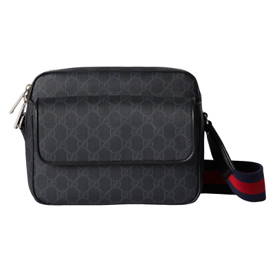 GUCCI Small GG $2100 Black Canvas Crossbody Bag New And Authentic