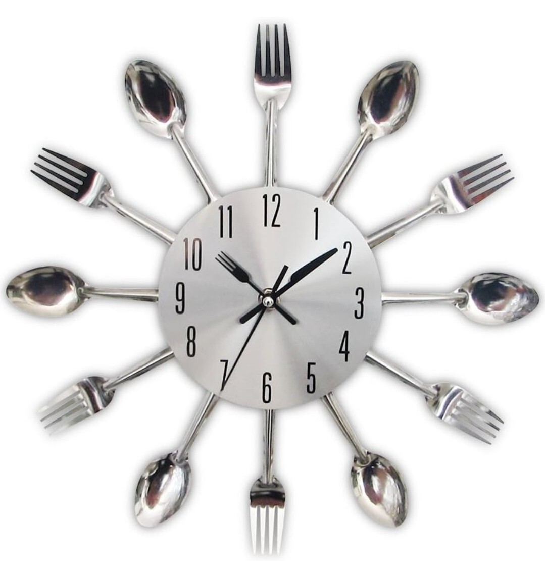 Reloj De Pared Para Cocina Restaurante En 3D Cuchara Tenedor Bonito Decorativo