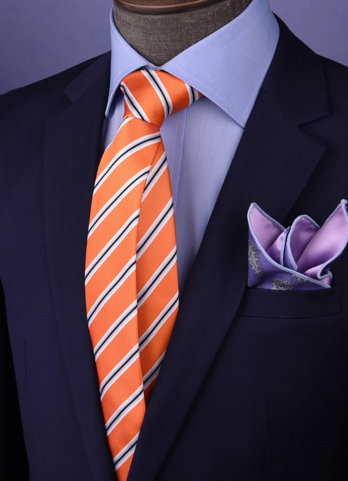 Corbata a rayas anaranjadas de 3" elegancia empresarial para ego formal profesional Foto 2 de 4